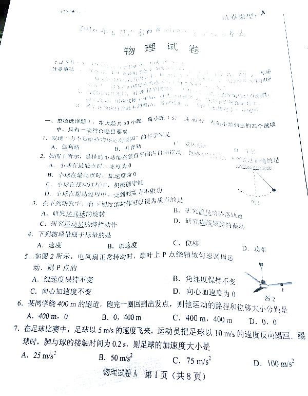 2016�V�|�W(xu��)�I(y��)ˮƽ�yԇ������2016��6�V�|ʡ��ͨ���ЌW(xu��)�I(y��)ˮƽ��ԇ����ԇ�}